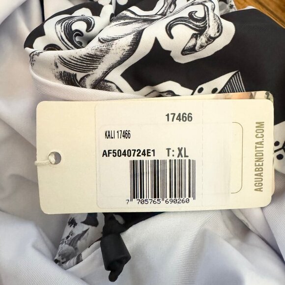 NWT Agua Bendita Kali One Piece Swimsuit Black White Crisscross Printed XL - Picture 5 of 11